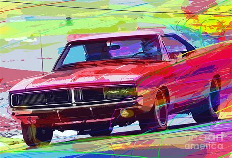 69 Dodge Charger Painting By David Lloyd Glover