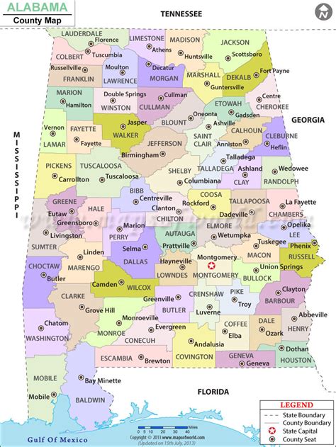 Alabama County Map With County Seats Alabama Land Surveyor