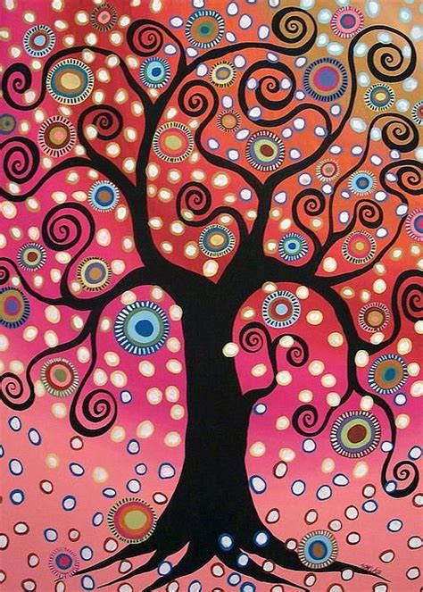 Swirl Tree In Bloom Greeting Card By Karla Gerard Tree Art Tree