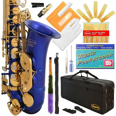 Lazarro Professional Royal Blue Gold Keys Eb E Flat Alto Saxophone Sax