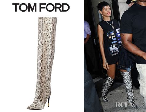 Rihannas Tom Ford Over The Knee Anaconda Boots Red Carpet Fashion Awards