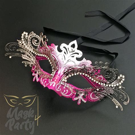 Masquerade Venetian Luxury Metal Eye Hot Pink Masquerade Mask Pink Masquerade Mask Masks