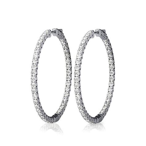 Diamond Hoop Earrings In White Gold 1 Ctw 35mm
