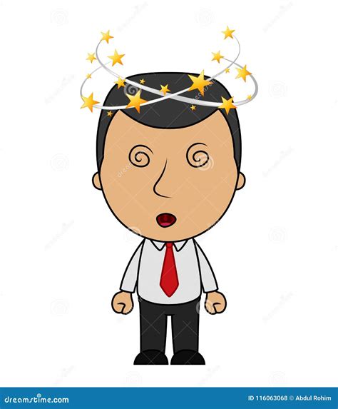 Cartoon Businessman With Flying Stars Spinning Around His Head Vector