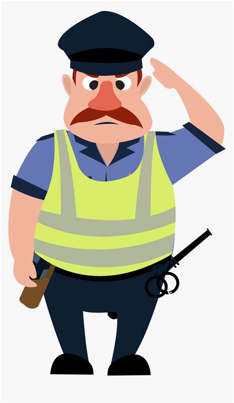 Salute Police Officer Security Guard Cartoon People Police Officer