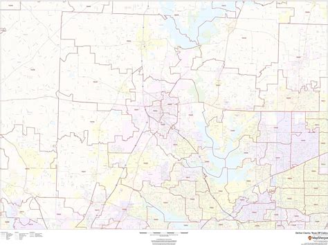 Buy Denton County Texas Zip Codes 48 X 36 Laminated Wall Map