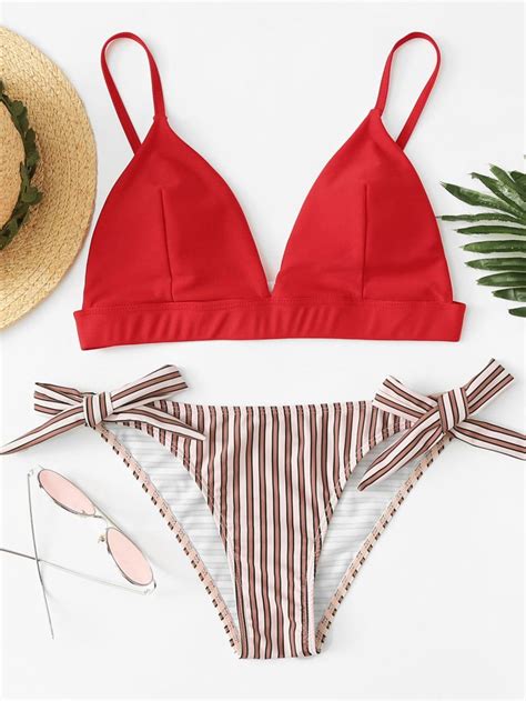 mix and match striped bikini setfor women romwe striped bikini bikinis bikini set