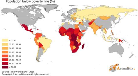 World Poverty Map And Distribution Of The Population By Countries The