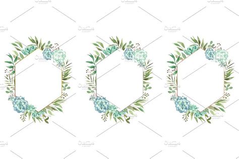 Ad Watercolor Floral Geometric Frames By Birdiy Design On