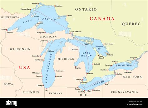 Map Of Great Lakes Stock Vector Image And Art Alamy