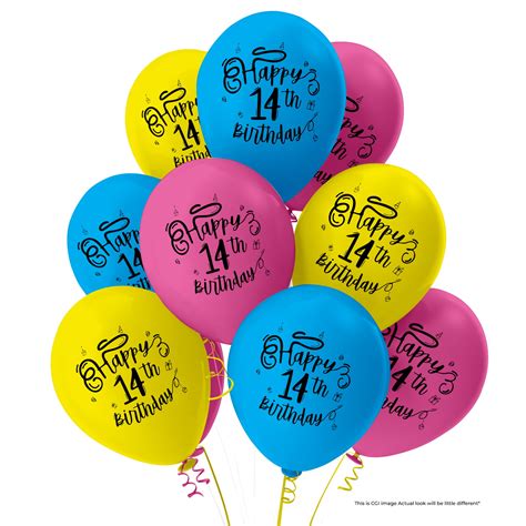 Colorful 14th Birthday Balloon Decorations Pack