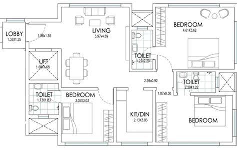 850 Sq Ft 3 Bhk Floor Plan Image S Raheja Hari Bhavan Available For