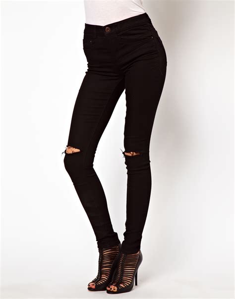 Asos Ridley Supersoft High Waisted Ultra Skinny Jeans In Black With