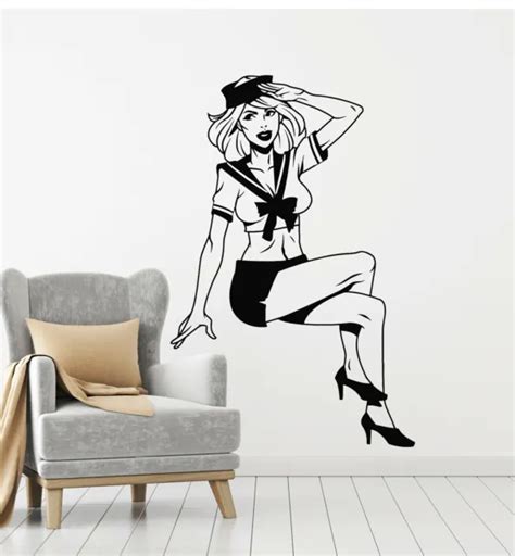 Vinyl Wall Decal Beauty Sexy Girl Pin Up Sailor Marine Style Stickers G1046 21 99 Picclick