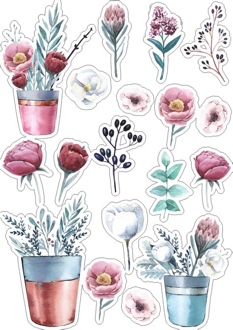 Rosesстили и странички для скрапа Floral Stickers Bullet Journal