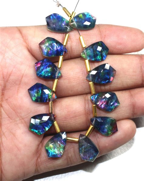 10 Pieces Ammolite Gemstone Ammolite Beads Drilled Gemstone Etsy