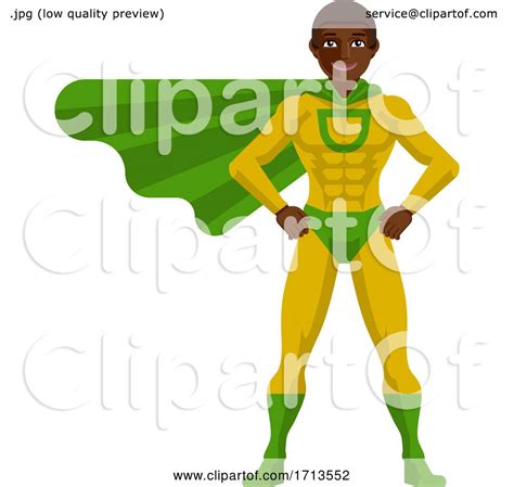 Black Superhero Man Cartoon By Atstockillustration 1713552