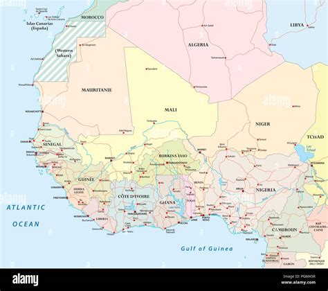 Carte Routière Détaillée Des Pays Dafrique De Louest Avec Les