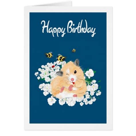 Cute Hamster Birthday Card Add Own Greeting Zazzle