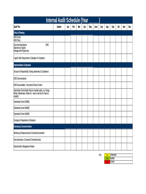 Internal Audit Schedule Template Excel Printable Word Searches