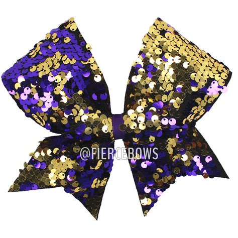 Purple and Gold Reversible Sequin Bow - Fierce Bows | Sequin bow, Bows, Cheer bows
