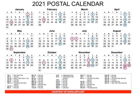Click the link below to download and view a payroll calendar in pdf format. 2021 Printable Postal Calendar - Ruralinfo.net