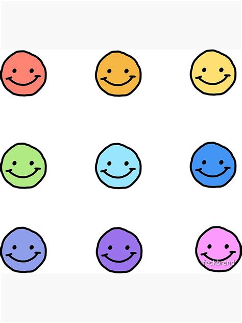 Rainbow Smiley Face Sticker Pack Poster For Sale By Feckbrand Redbubble