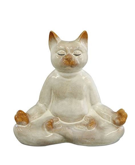 Zen Cat Ceramic Statue Boudha