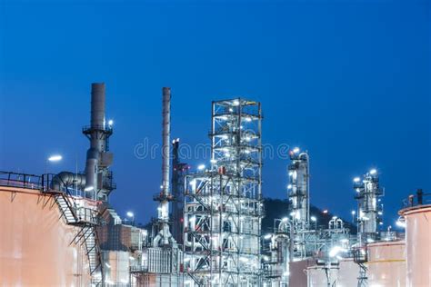 Oil Industry Refinery Factory At Sunset Petroleum Stock Photo Image