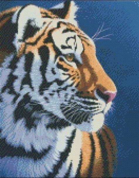 Tiger Blue Counted Cross Stitch Patterns Kits Color Symbols Charts