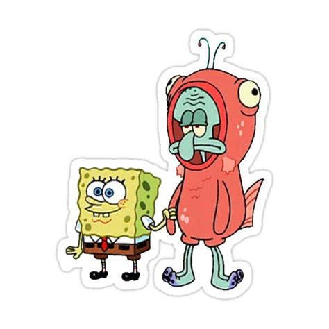 Squidward And Spongebob Sticker By Tstefanakos17 In 2021 Spongebob