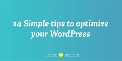 14 More Tips To Optimize Your Wordpress Website Issue No 5 Good
