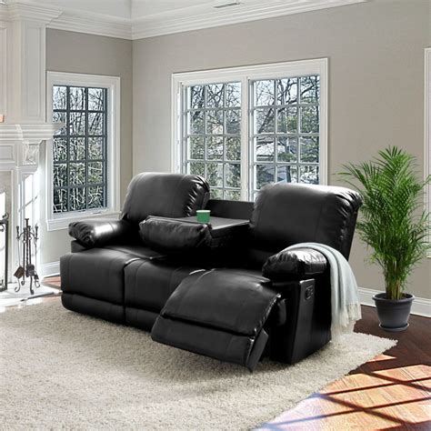 Corliving Lea Black Bonded Leather Reclining Sofa The Home Depot Canada