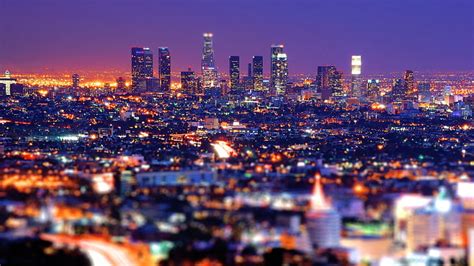 Hd Wallpaper Cityscape Full Moon Skyline Metropolis Los Angeles