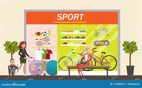 Sport Store In Mall Stock Vector Illustration Of Mall 112509310