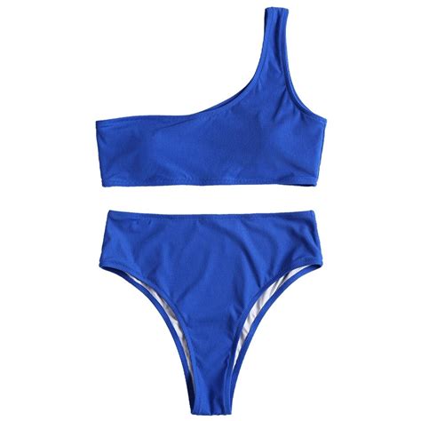 2018 New Ribbed High Cut Swimwear Print Swimsuit Brazilian Biquini Sexy One Shoulder Bikinis Set