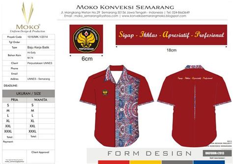 Baju Seragam Kerja Perpustakaan Unnes Semarang Mens Tops Batik Kombinasi Mens Polo