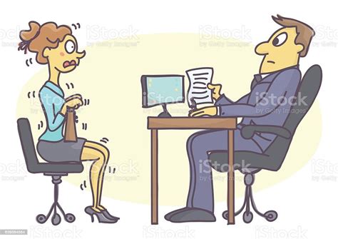 Woman Numbed With Fear At Job Interview Stock Illustration Download