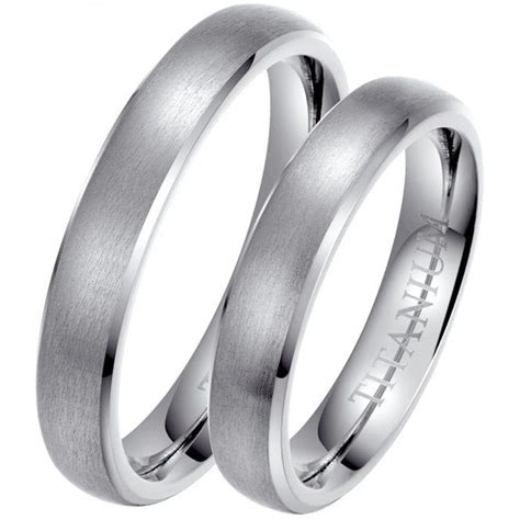 His And Hers Matching Mm Brushed Titanium Wedding Couple Ring Sets