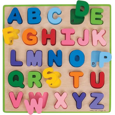 Wooden Alphabet Puzzle Abc Letters Peg Board Knob Mon