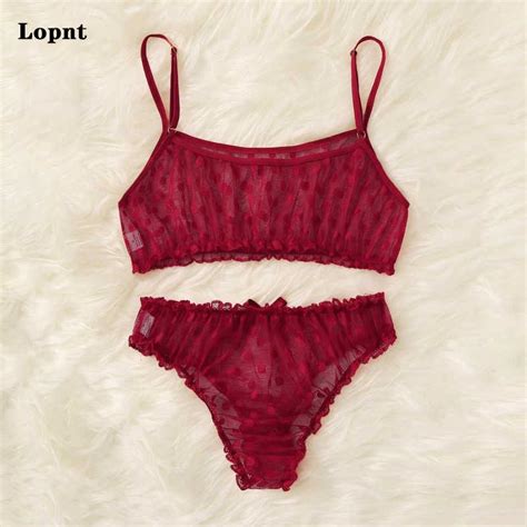 Lopnt Sexy Lingerie Red Halter Lingerie For Women High Neck Floral Lace