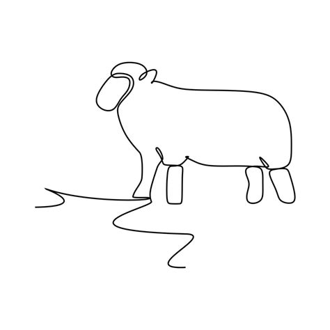 One Continuous Line Drawing Of Funny Cute Sheep For Livestock Logo
