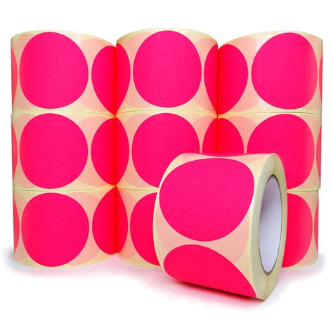 3 Inch Fluorescent Pink Color Coded Labels Pack Of 10 Rolls Color