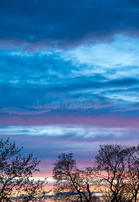 Sunset Orange Blue Sky With Clouds Background Stock Image Image Of