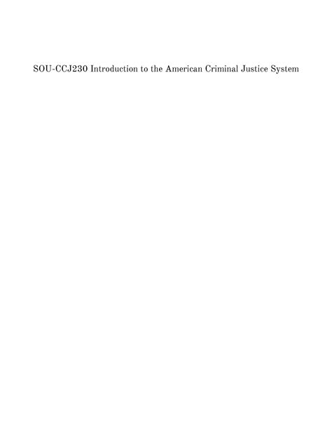 Sou Ccj230 Introduction To The American Criminal Justice System