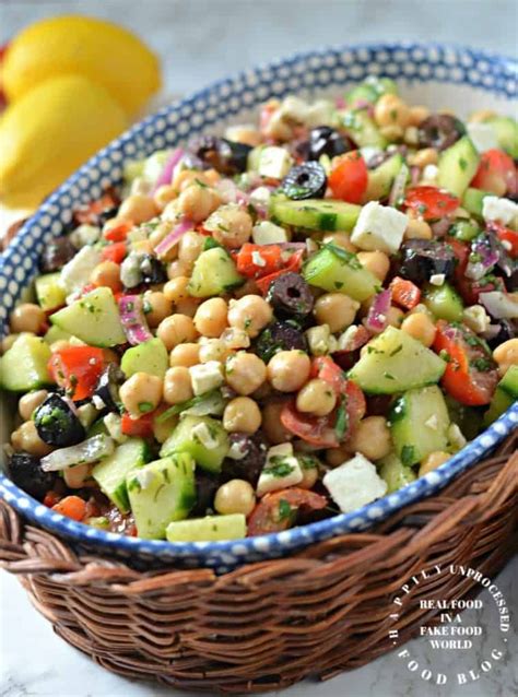 Mediterranean Chickpea Feta Salad Greek Recipes Veggie Recipes Real Food Recipes Vegetarian