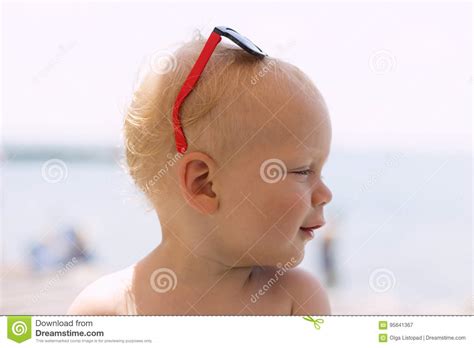 Cute Baby Boy With Sunglasses On His Head Stock Image Image Of