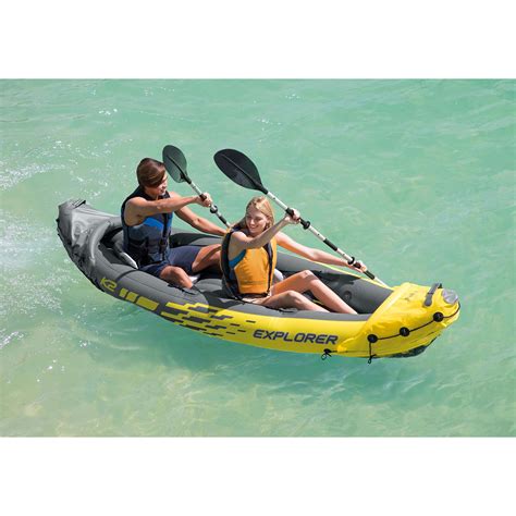 Intex Explorer K2 Kayak 2 Person Inflatable Kayak Set With Aluminum Oars And Ebay