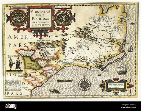 Map Of Virginia And Florida 1606 Stock Photo Alamy