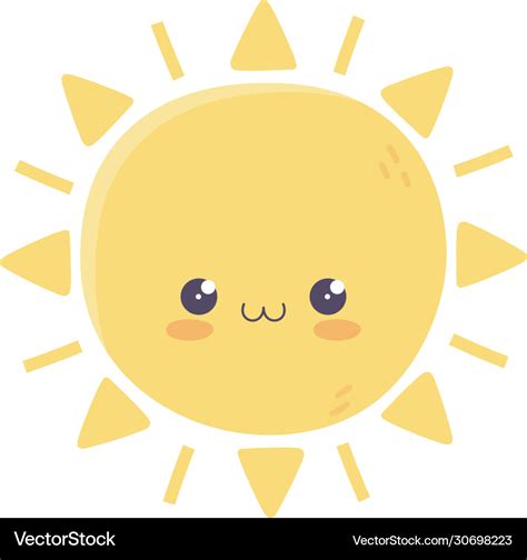 kawaii sun cute cartoon isolated icon royalty free vector